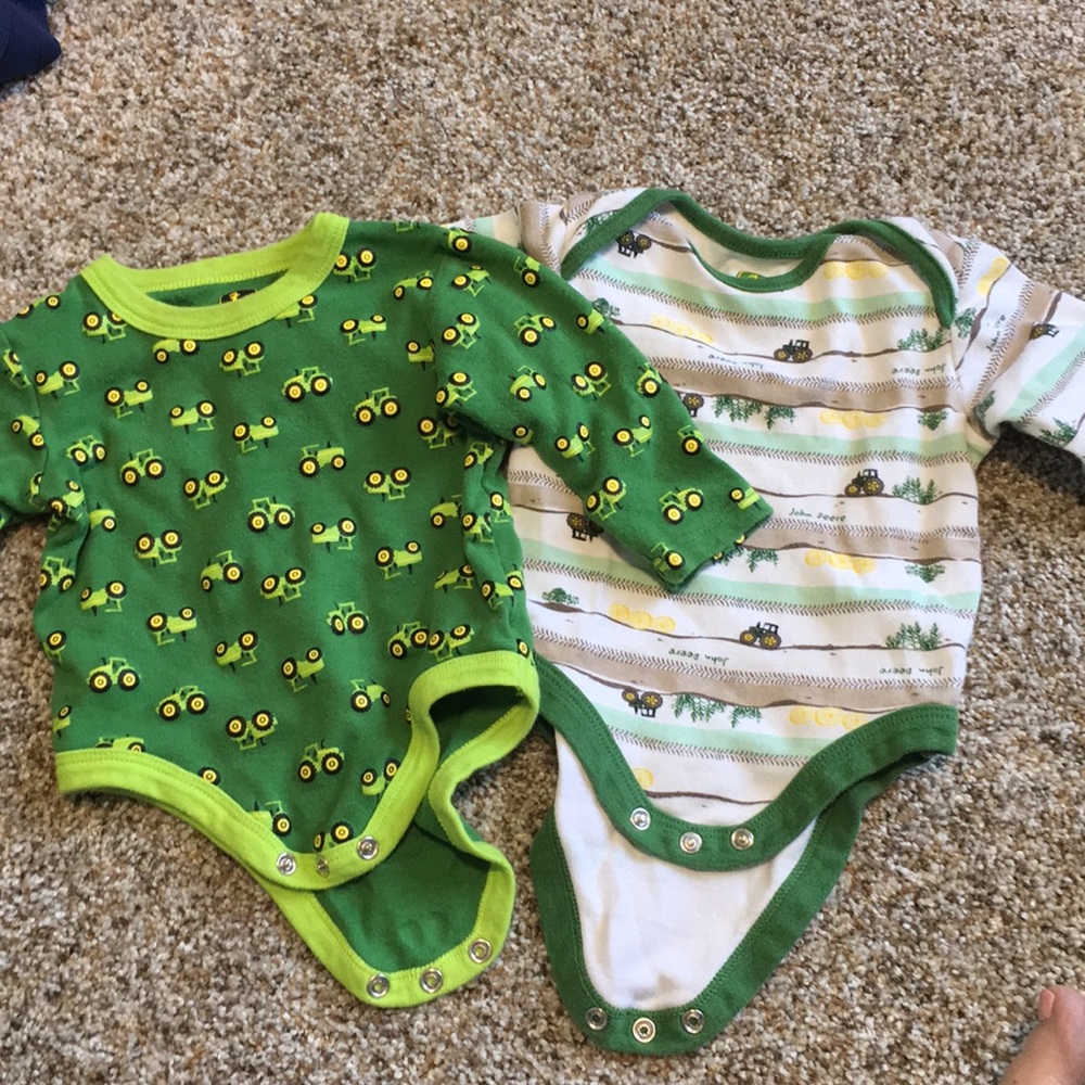 2 John Deere tractor onsies
